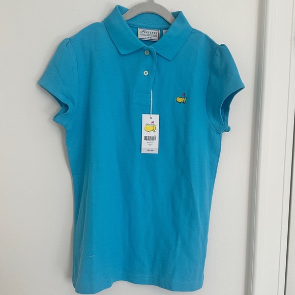 Masters Other - NWT Masters Golf Pique Puff Sleeve Aqua Blue Polo Shirt L 10 - 12